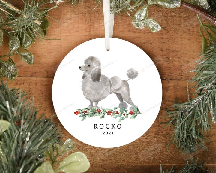 Personalized Gray Apricot Poodle Dog Ornament, Gifts For Dog Owners Ornament, Christmas Gift Ornament
