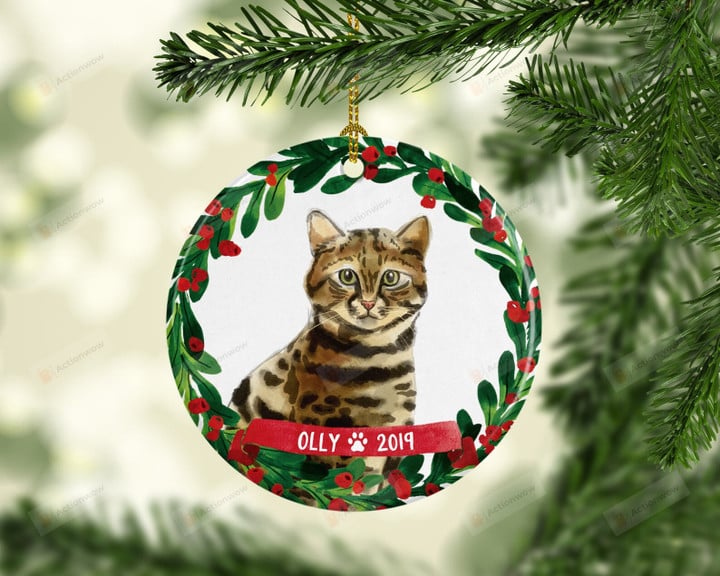 Personalized Bengal Ornament, Cat Lover Ornament, Christmas Gift Ornament