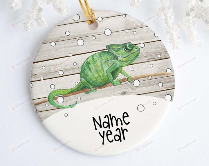 Personalized Green Chameleon Ornament Holiday Ornament Christmas Lizard Christmas Decor Reptile Gifts Christmas Ornament Christmas Tree Decoration Hanging Decoration