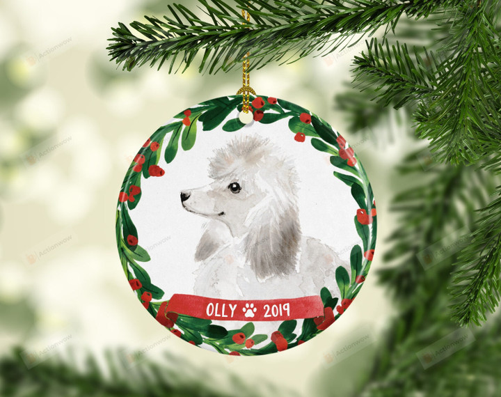 Personalized White Poodle Dog Ornament, Gifts For Dog Owners Ornament, Christmas Gift Ornament