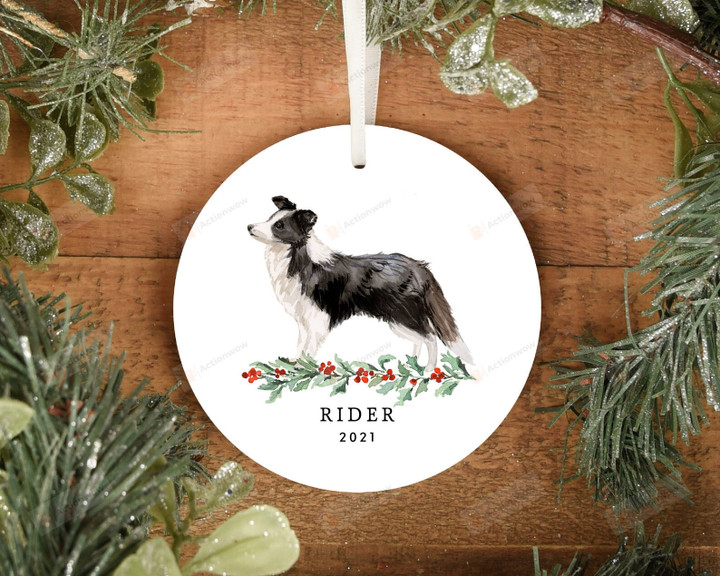 Personalized Border Collie Dog Ornament, Gifts For Dog Owners Ornament, Christmas Gift Ornament