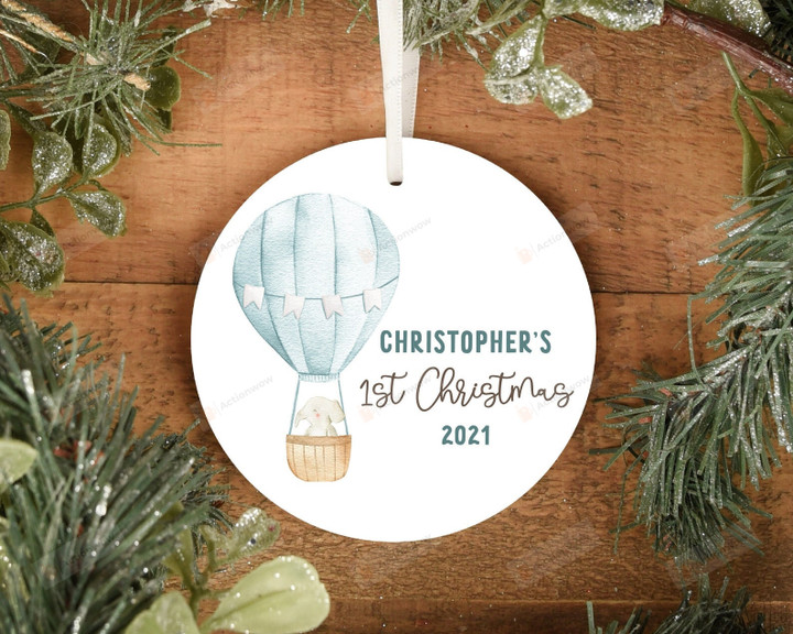 Baby's First Christmas Ornament, Hot Air Balloon Ornament, Christmas Gift Ornament