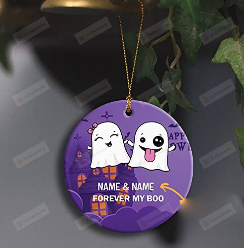 Personalized Halloween Ornament For Tree, Gifts For Couple Boyfriend Girlfriend Dad Mom Grandpa Grandma. Gift Crafts For Window Hanging, Decoration House In Halloween For Couple