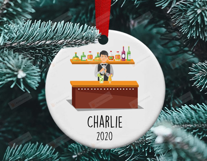 Personalized Bartender Christmas Ornament Bartender Gifts Bartender Ceramic Ornaments Bartender Hanging Xmas Tree Gifts For Men Women