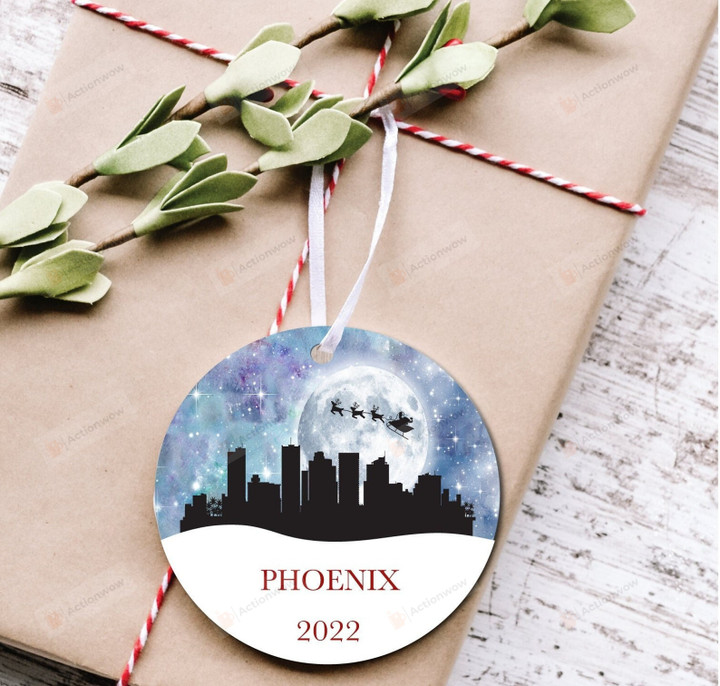 Personalized Phoenix Christmas 2022 Ornament, Santa And Reindeer Ornament, Christmas Gift Ornament