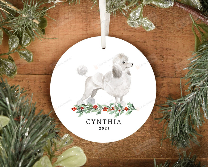 Personalized White Apricot Poodle Dog Ornament, Gifts For Dog Owners Ornament, Christmas Gift Ornament