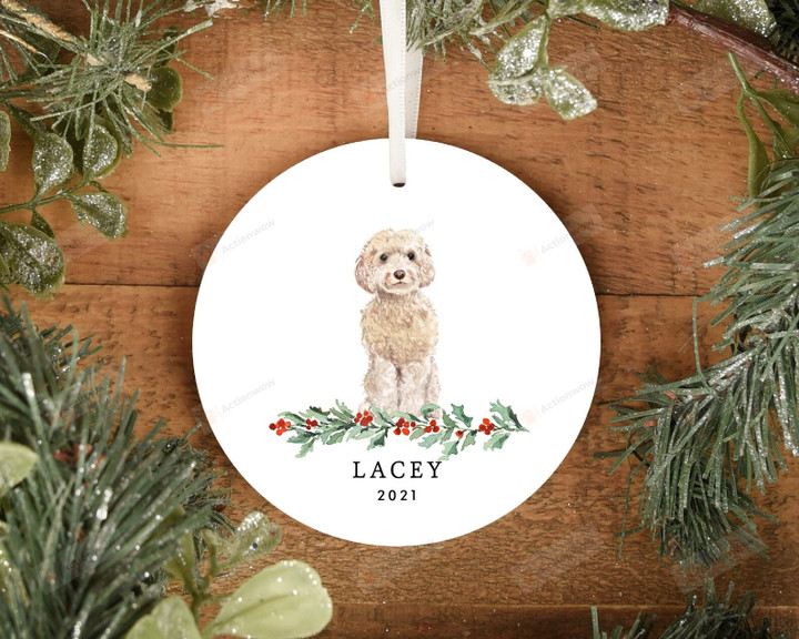 Personalized Light Cockapoo Ornament, Dog Lover Ornament, Christmas Gift Ornament
