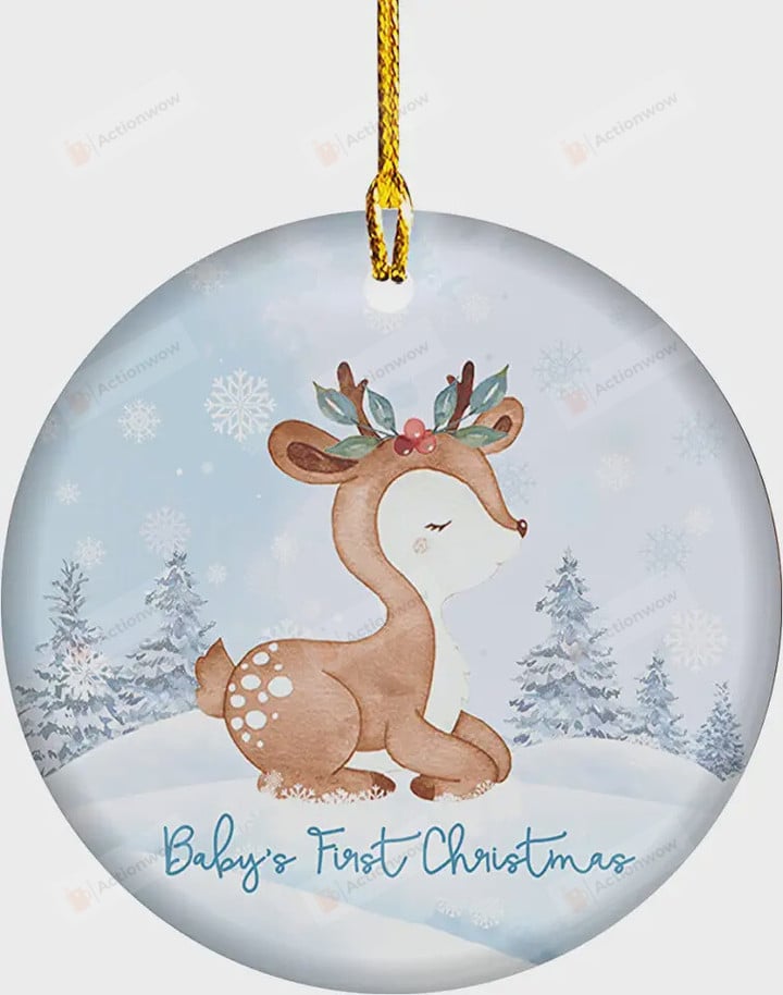 Deer Baby's First Christmas Ornament, Deer Lover Gift Ornament, Christmas Keepsake Gift Ornament