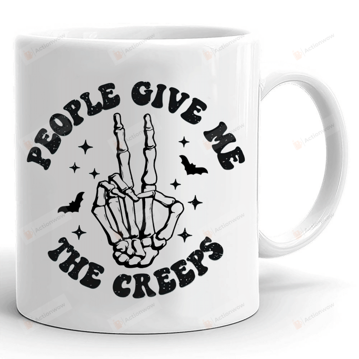 People Give Me The Creeps Mug, Skeleton Hand Mug, Halloween Gifts, Antisocial, Witch, Spooky Season
