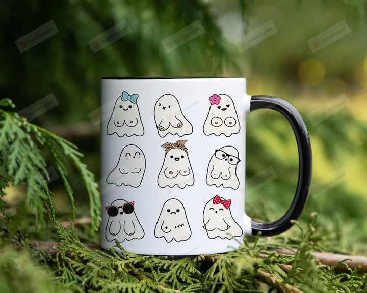 Funny Halloween Coffee Mug, Ghost Boob Mug, Halloween Ghost Gifts, Happy Halloween Holiday Mug, Retro Spooky Season Mug Pumpkin Halloween Mug Boo Ghost Mugs Fall Gift