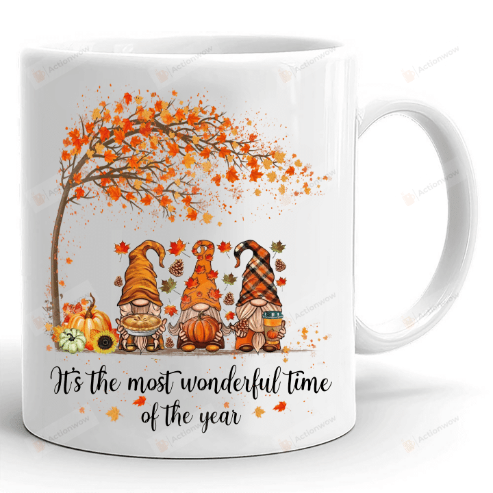 It's The Most Wonderful Time Of The Year Gnomes Mug, Fall Gnomes Truck Mug, Funny Gifts For Halloween, Pumpkin Mug