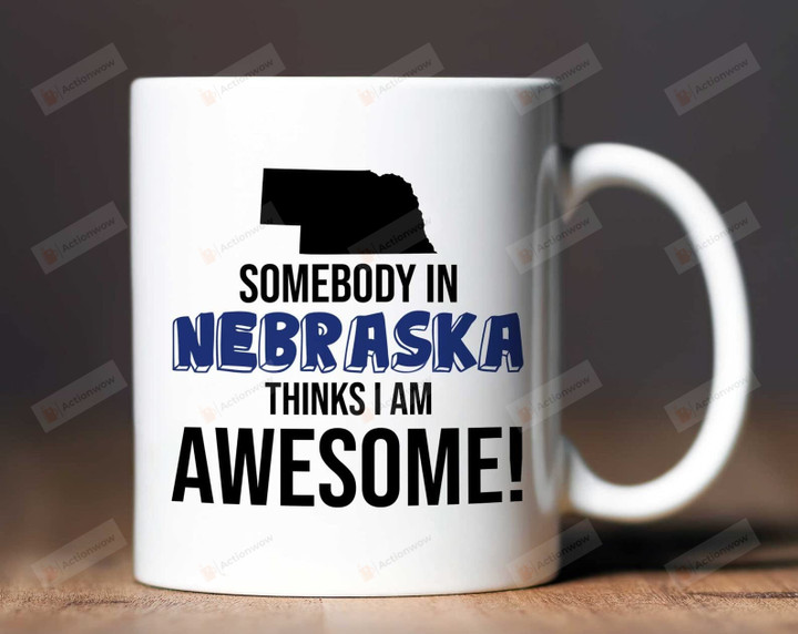 Somebody In Nebraska Thinks I Am Coffee Mug For Friends Coworker Family Nebraska State Mug