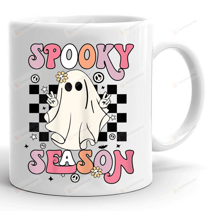 Spooky Season Halloween Mug, Ghost Halloween Mug, Halloween Gifts For Mom Dad Best Friends