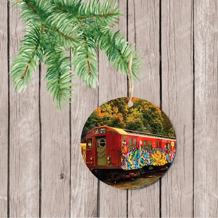 Colorful Train Christmas Ornament, Gift For Train Lovers Ornament, Christmas Gift Ornament