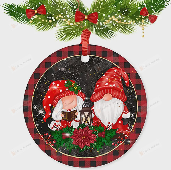 Buffalo Plaid Gnomes Ornament, Gift For Gnomes Lovers Ornament, Christmas Gift Ornament
