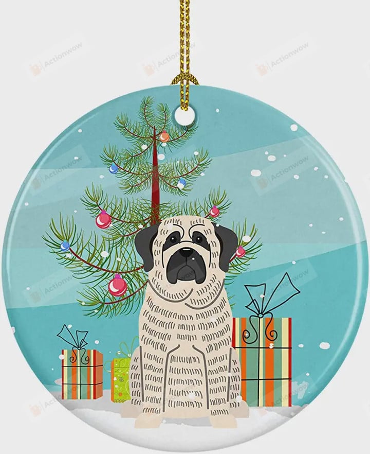 Merry Christmas Tree Mastiff Brindle Dog Ornament, Gift For Dog Lovers Ornament, Christmas Gift Ornament
