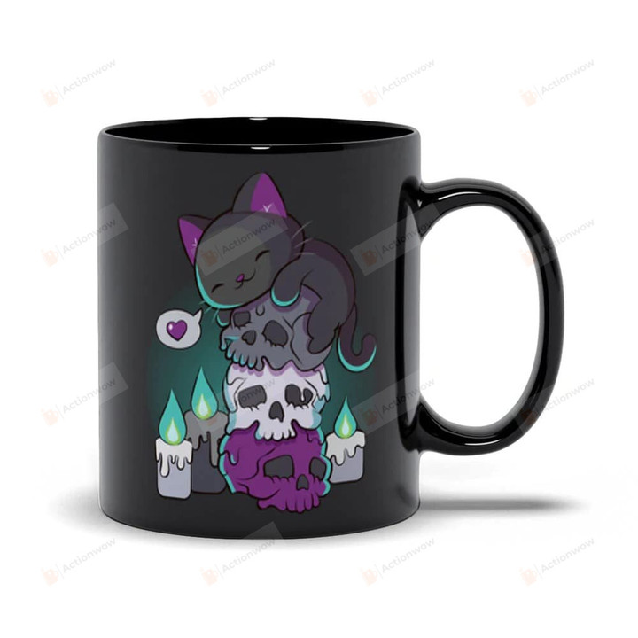 Cat On Skulls Black Mug Meaning Gifts To Him Her Cat Lovers Mugs For Halloween Black Cats Coffee Cup Gifts For Christmas Mug