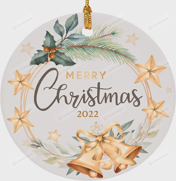 Merry Christmas 2022 Ornament, Xmas Bell Ornament, Christmas Gift Ornament