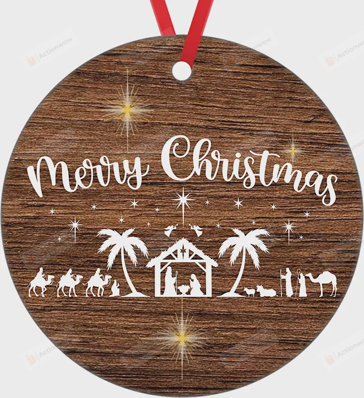 Merry Christmas Nativity Ornament, The Birth of Jesus Christmas Ornament, Christmas Gift Ornament