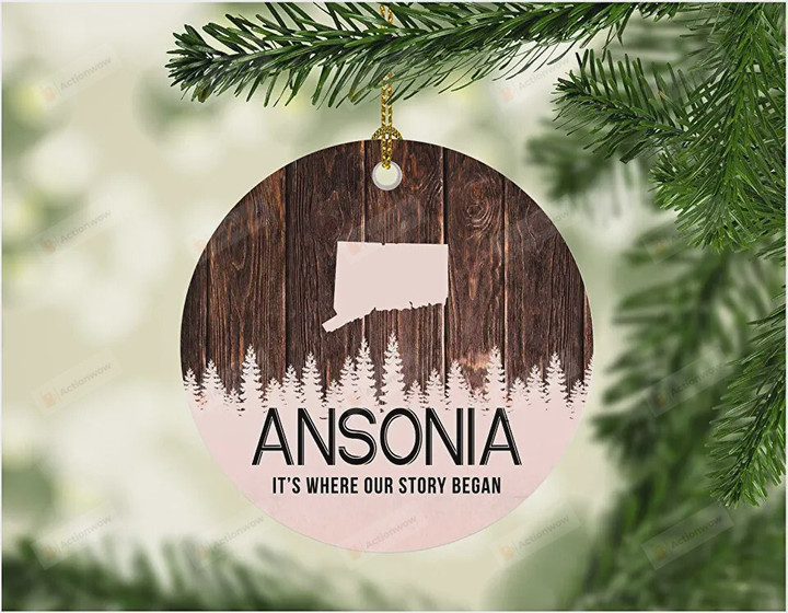Ansonia Connecticut It's Where Our Story Began Ornament, Christmas Gift Ornament