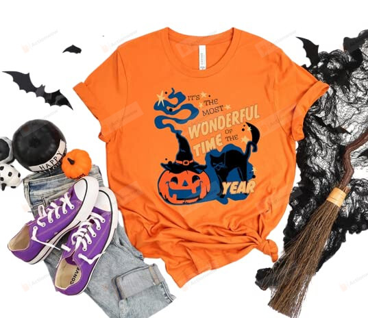 It'S The Most Wonderful Time Of The Year Halloween Shirt-Comfort Colors T-Shirt - Halloween Black Cat Pumpkin Spooky Season