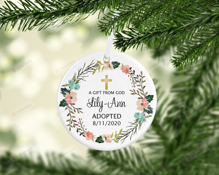 Personalized A Gift From God Ornament, Adoption Gift Ornament, Christmas Gift Ornament