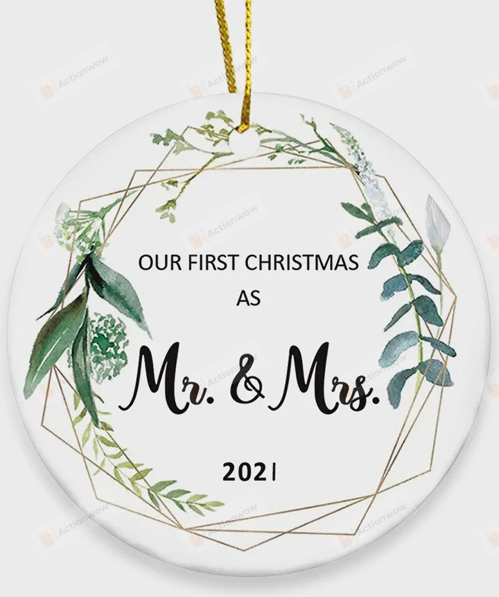 Personalized Mr And Mrs Our First Christmas Ornament, Newly Married Ornament, Wedding Gift For Couple Ornament
