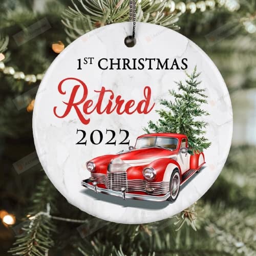 First Christmas Retired Ornament 2022 Retirement Gift Red Truck Retirement Classical Tree Decoration Christmas Family Keepsake