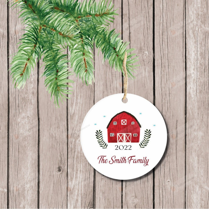 Personalized Red Barn Ornament, Gift For Farm Lovers Ornament, Christmas Gift Ornament