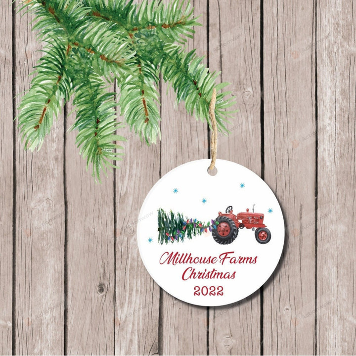 Personalized Tractor Farm Christmas Ornament, Gift For Farm Lovers Ornament, Christmas Gift Ornament