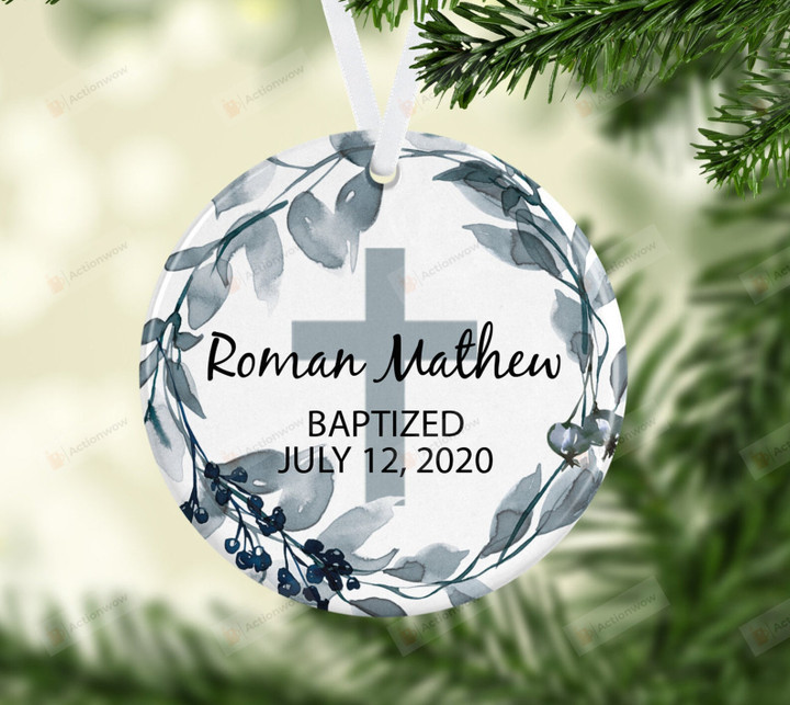 Personalized Baptized In Christ Ornament, Gift For Boy Baptism Ornament, Christmas Gift Ornament