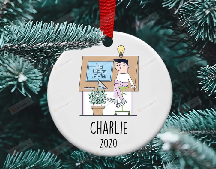 Personalized Architect Christmas Ornament Architect Gifts Architect Ceramic Ornaments Architect Hanging Xmas Tree Gifts For Men Women Family Friends Coworkers