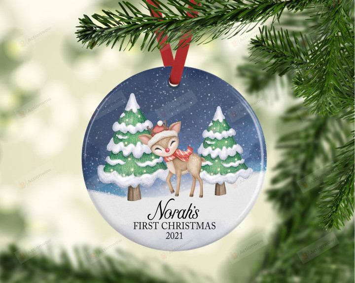 Personalized First Christmas Ornament, Gift For Funny Deer Lovers Ornament, Christmas Gift Ornament