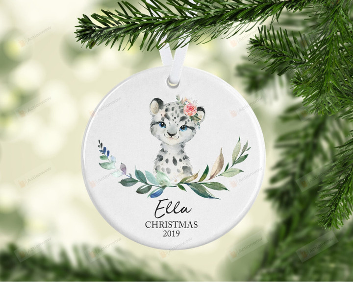 Personalized First Christmas Ornament, Gift For Leopard Lovers Ornament, Christmas Gift Ornament