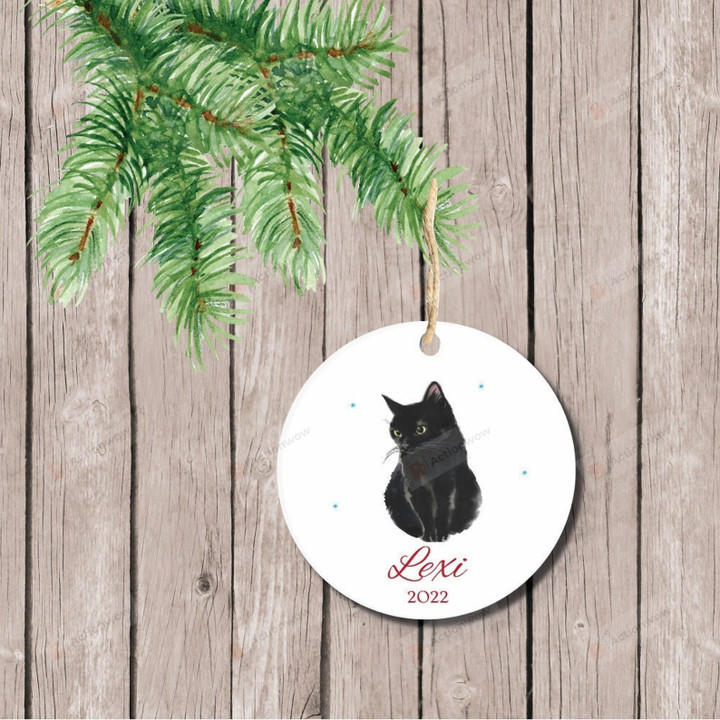 Personalized Black Cat First Christmas Ornament, Gift For Cat Lovers Ornament, Christmas Gift Ornament
