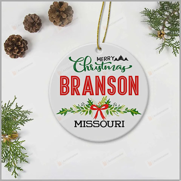 Merry Christmas Branson Missouri Ornament, Gift For Missouri Lovers Ornament, Christmas Gift Ornament
