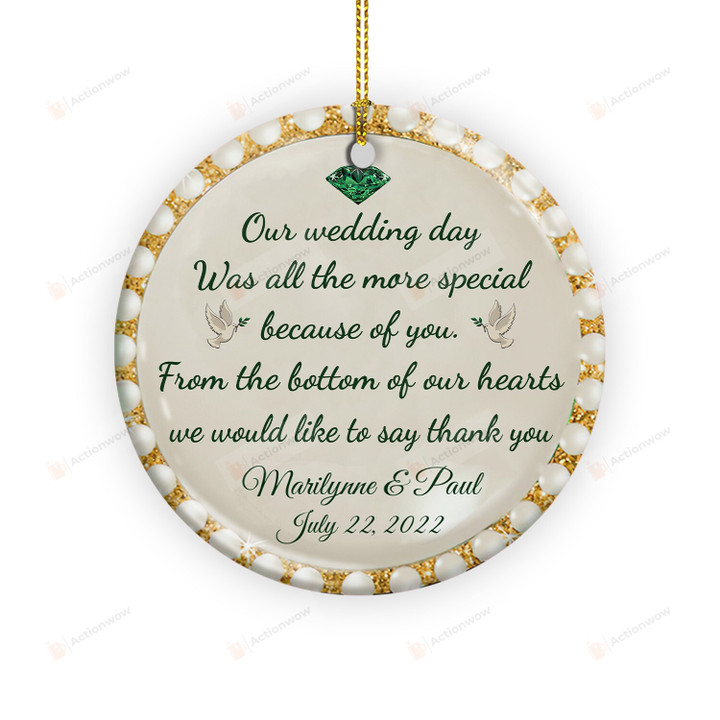 Custom Happy Wedding Officiant Anniversary Ornament Gifts, Thank You Wedding Gifts, Best Wedding Idea For Men For Women On Special Day