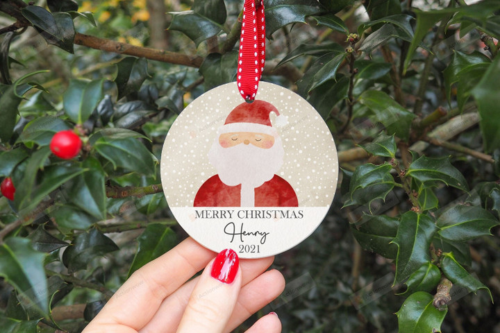 Personalized Merry Christmas Ornament, Gift For Santa Claus Lovers Ornament, Christmas Gift Ornament