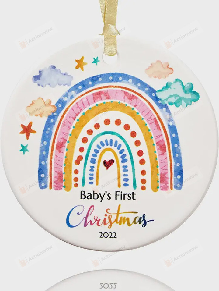 Personalized Rainbow Baby's First Christmas Ornament, Keepsake Gift Ornament, Christmas Gift Ornament