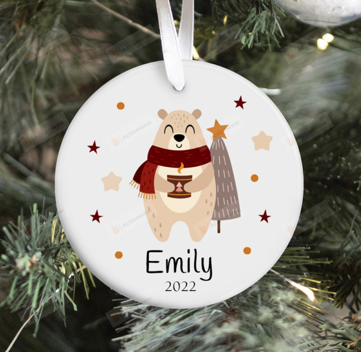 Personalized Bear Ornament, Bear Lover Gift Ornament, Christmas Keepsake Gift For Baby Ornament