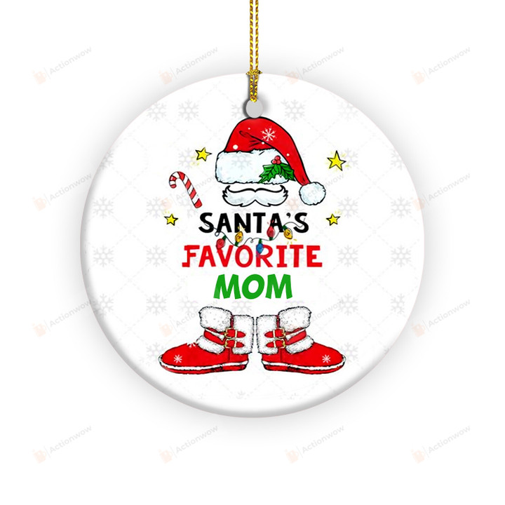 Personalized Santa's Favorite Mom Ornament, Decoration Gifts For Mom From Son And Daughter, Gifts From Husband To Wife On Christmas