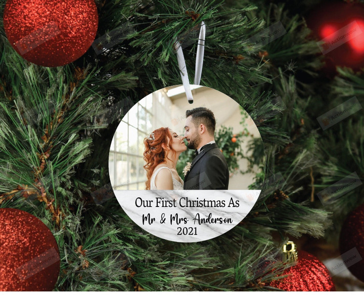 Personalized Our First Christmas As Mr And Mrs Ornament, Newly Couple Ornament Gift, Christmas Gift Ornament