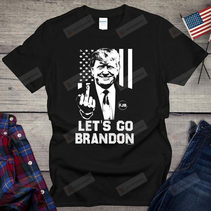 Let's Go Brandon T-Shirt, Trump Flip Off Biden Tee, Donald Trump Middle Finger Unisex Tshirt
