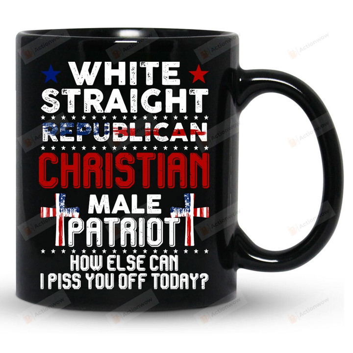 White Straight Repbulican Christian Male Mug, Let's Go Brandon, Political Gifts For Him For Her, Trump Supporter