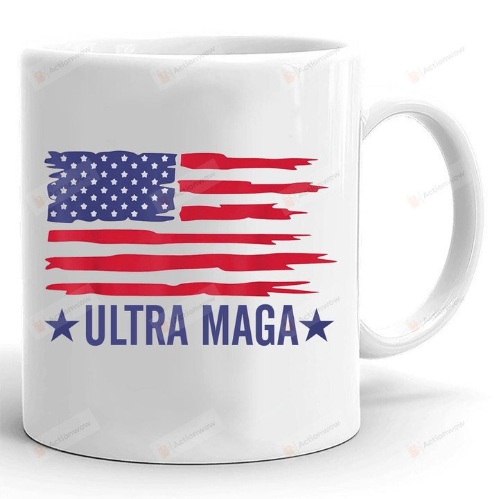 Maga Patriotic Funny Coffee Mug, Anti Joe Biden American Flag Travel Mug, Trump Birthday Gifts For Women Men Dad Grandpa