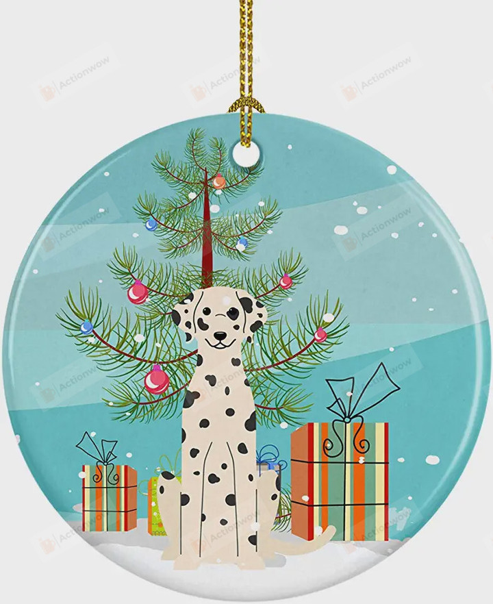 Christmas Tree And Dalmatian Dog Ornament, Dog Lover Gift Ornament, Christmas Keepsake Gift Ornament