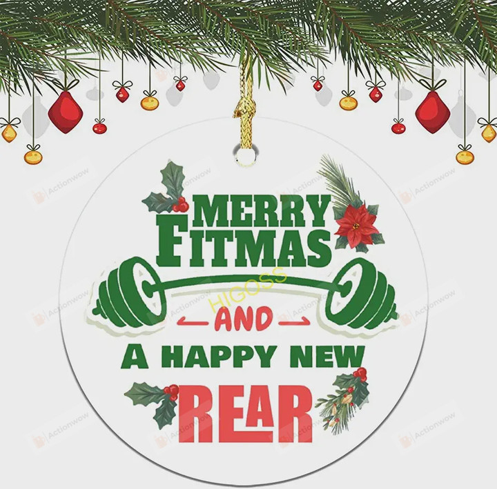 Merry Fitmas And A Happy New Rear Christmas Ornament, Fitness Lover Gift Ornament, Christmas Gift Ornament