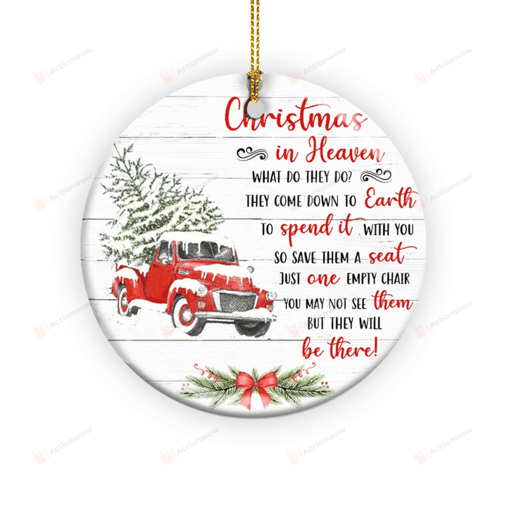 Christmas In Heaven Ornament, Round Christmas Ornament, Xmas Ornament, Christmas Gifts For Mom Dad Best Friends