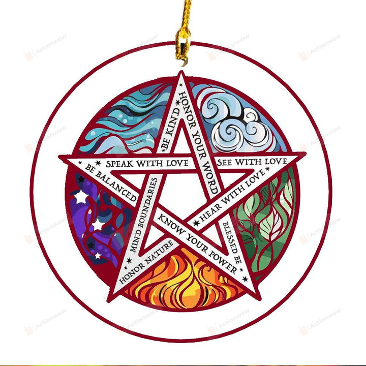 Element Pentacle Be Kind Wicca Ornament Merry Yule Pagan Ornament