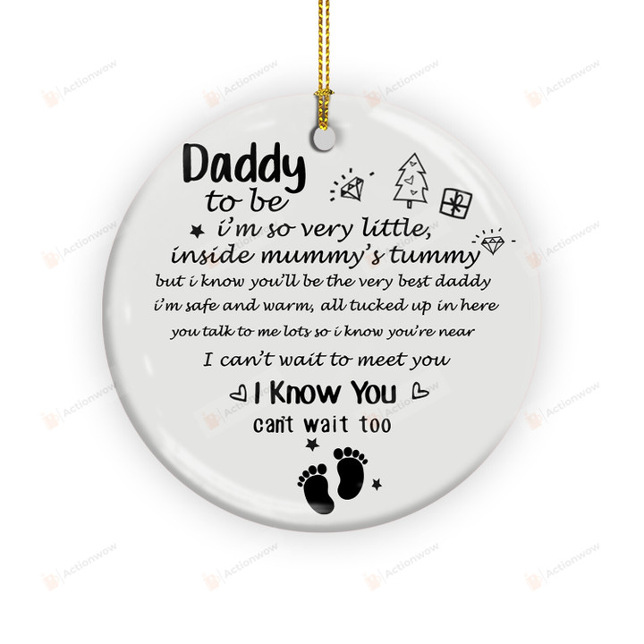 Daddy To Be Ornament Gifts From Baby Bump, Pregnancy Announcement Ornament Christmas Gift For New Dad Him Husband